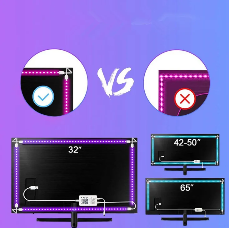 led strip lights music sync amazon bestseller wifi TV back light strip 30led/Meter 5V led tv backlight strips for tv