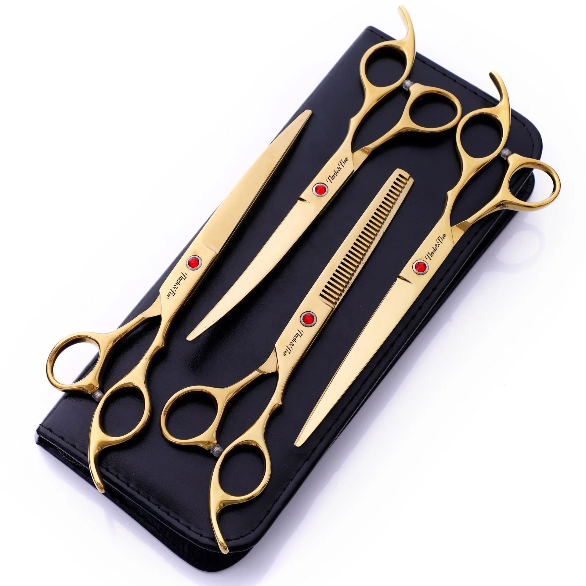  Glod stainless steel dog hairdressing scissors grooming shears set with pet