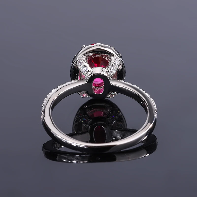 Elegant 925 Sterling Silver CZ Diamond Wedding Engagement Ring Women Finger Jewelry Oval Cut Lab Sapphire Ruby Gemstone Rings