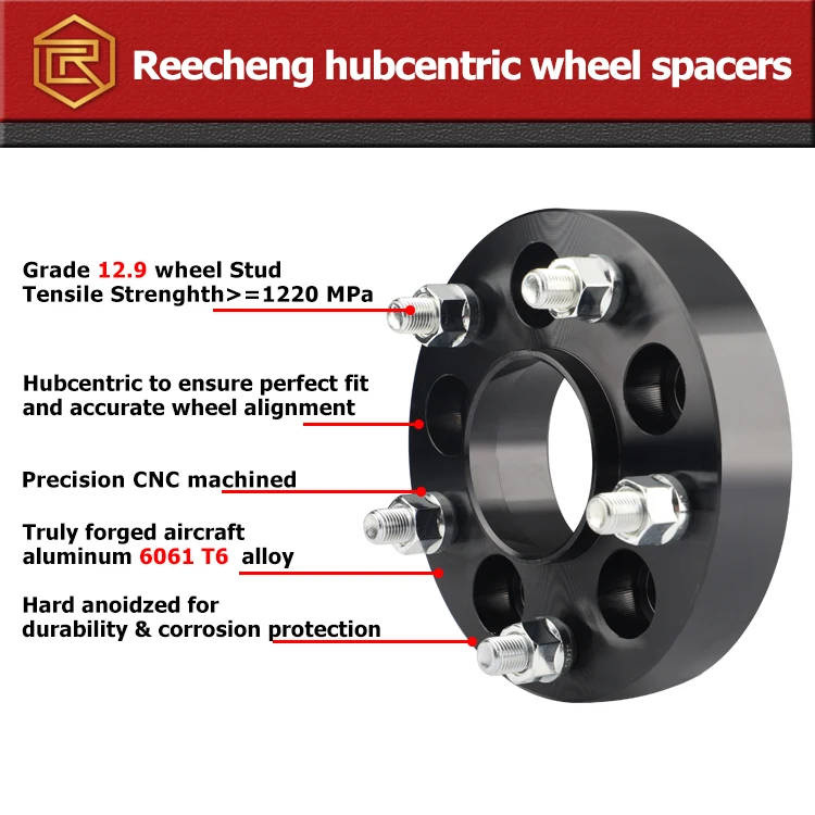  Reecheng изготовленный на заказ 2 дюймов 5 Луг T6061 алюминиевого сплава Hubcentric адаптер шпильки кованые