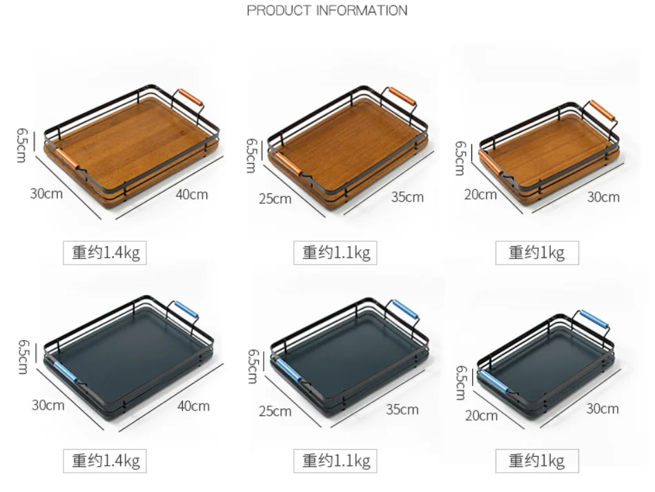 Bamboo serving tray customization with metal handles home decoration bamboo trays