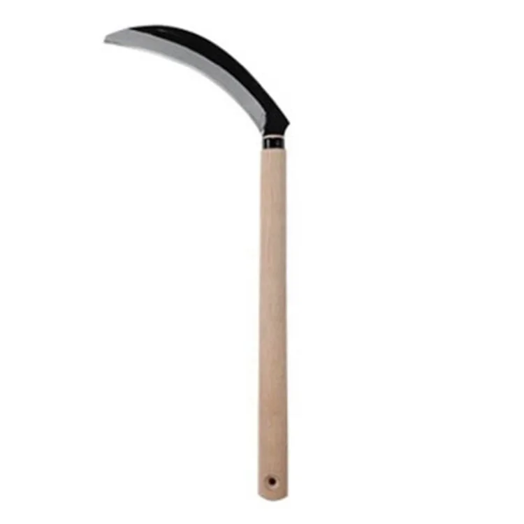 Agricultural all-steel sickle with wood handle mowing wheat garden weeding sickle
