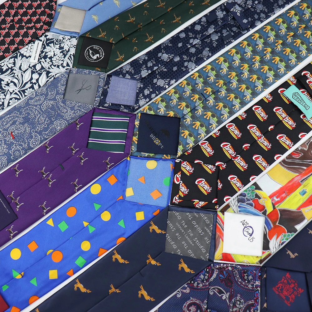 Custom Pattern Ties Geometric Neckties Good Quality Floral Pattern Fall Color Silk Print Tie For Men