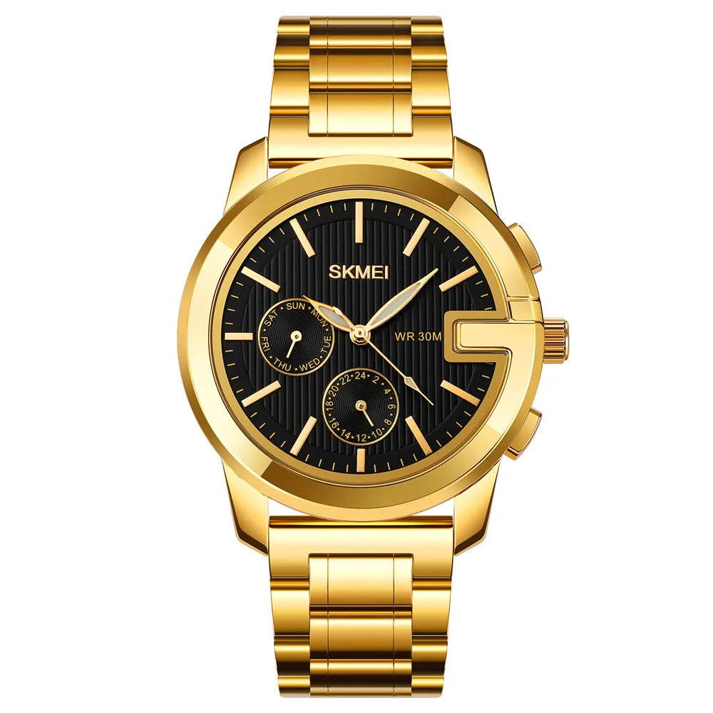 Skmei 1962 Luxury Stainless Steel Men Wristwatch Classic Business Quartz Wrist Watch Male Clock