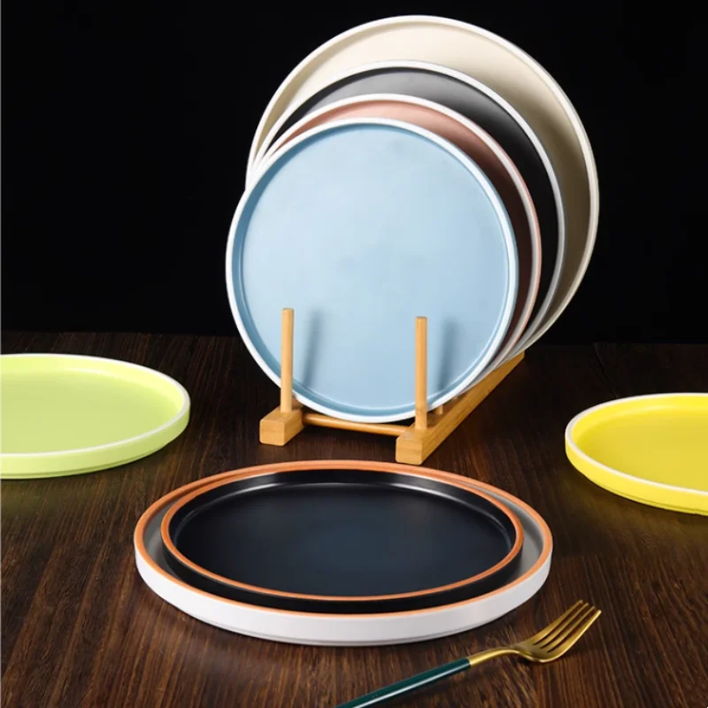 Wholesale Custom High Quality Thick Melamine Restaurant Dinnerware Nordic European Round Colorful Charger Dinner Plate