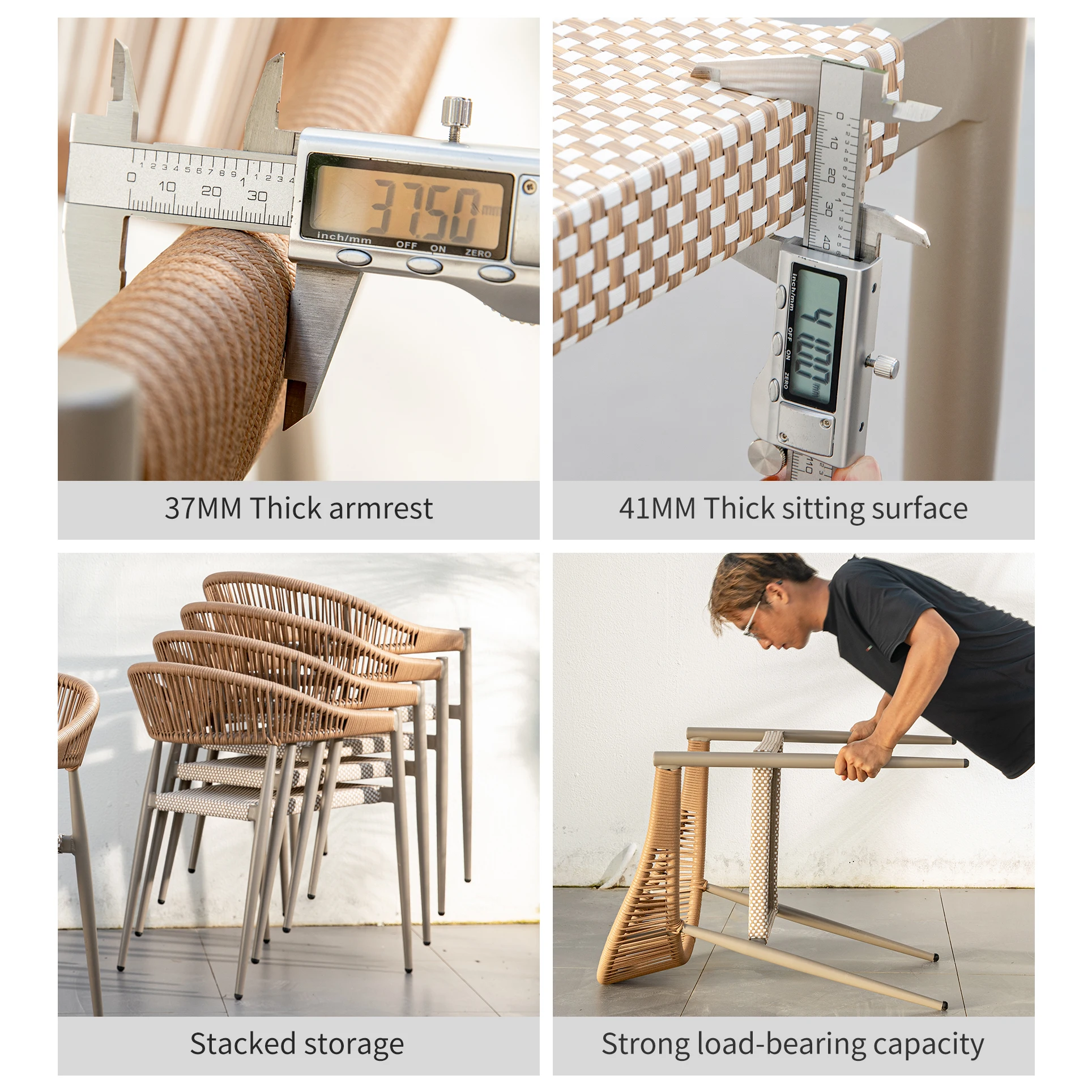 Dining Canteen Restaurant Chair Table Set Home Outdoor Garden Stackable Furniture Patio PE Rattan Wicker Chairs