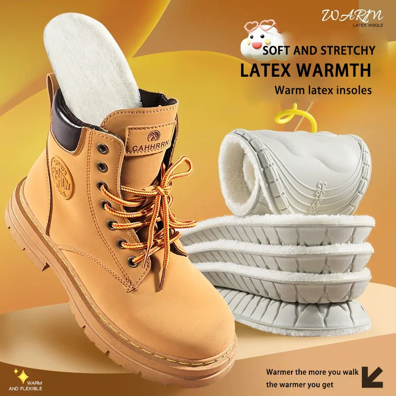 Winter warm keeping plush latex insole for snow boots odor prevention super soft and high elasticity thermal fluffy foot beds