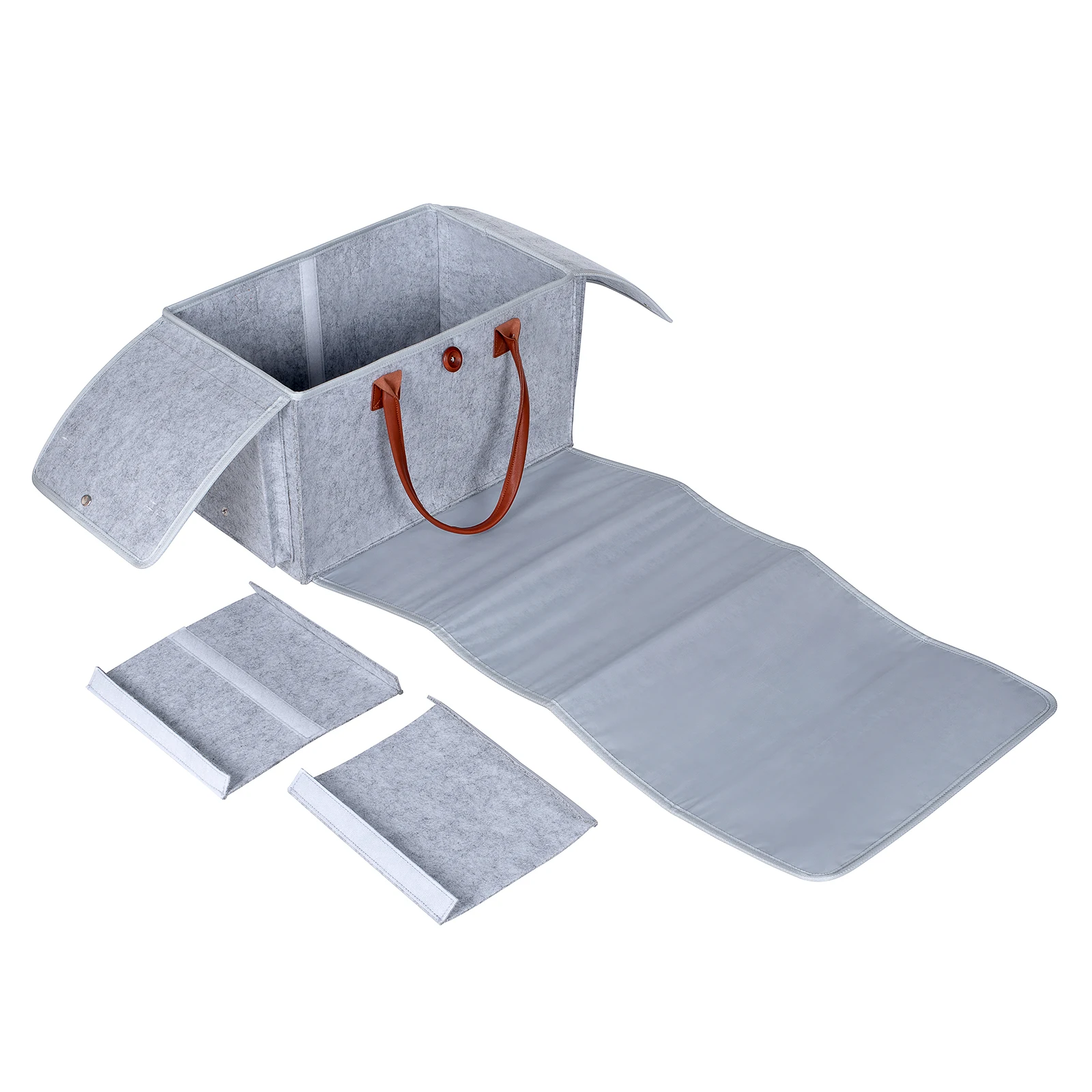 QJMAX Portable Felt Baby Diaper Caddy Organizer For Boy Tote Bag With Changing Pad