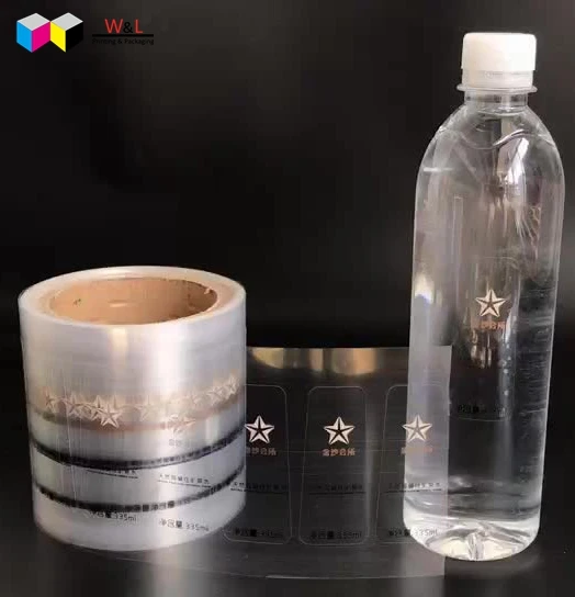 
black ink printing transparent Bopp gold hot cold stamping water bottle label 