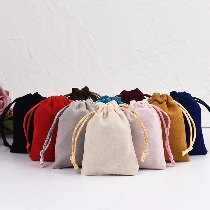 Becan  Custom Logo Microfiber Cotton Drawstring Bag Envelop Packaging Velvet Jewelry Pouches