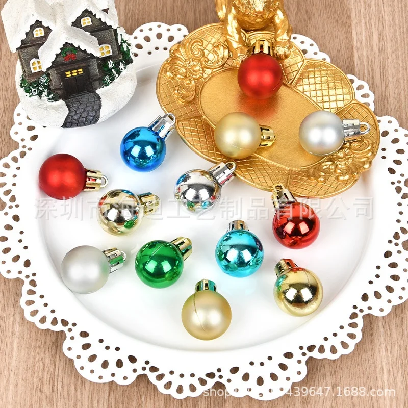 Mini 25MM Color Plastic Ball Christmas Decorations Small Tree Arrangement Hanging Wreath Rattan Pendant Sphere Shape