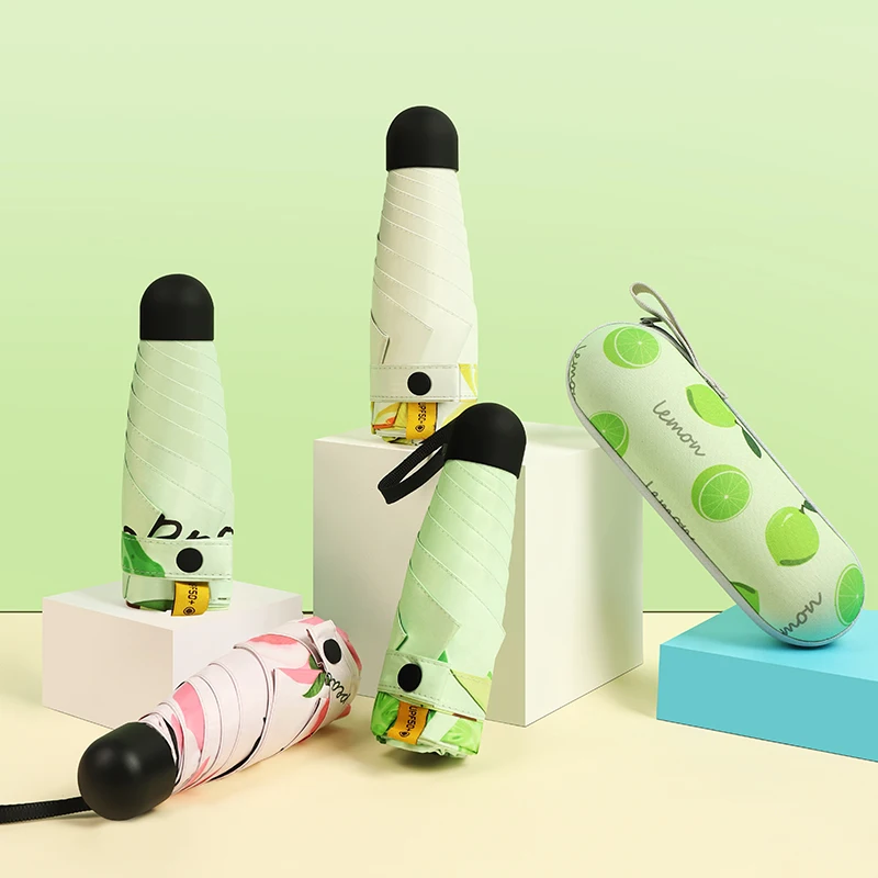 Customized Foldable Portable UV 5 Folding EVA Mini Capsule Umbrella