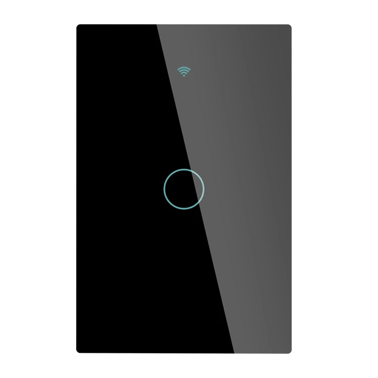 SHUWEI 1 gang black modern no neutral no capacitor home touch smart wall switch