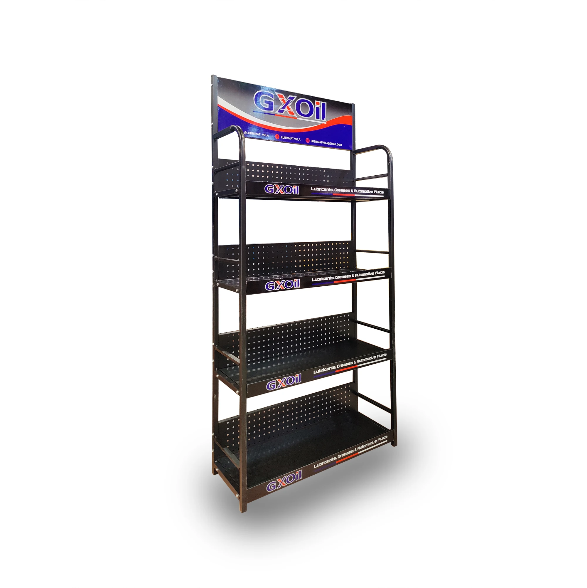 Garage Shop Durable Metal Auto Parts Engine Oil Display Rack Lubricants Oil Display Stand