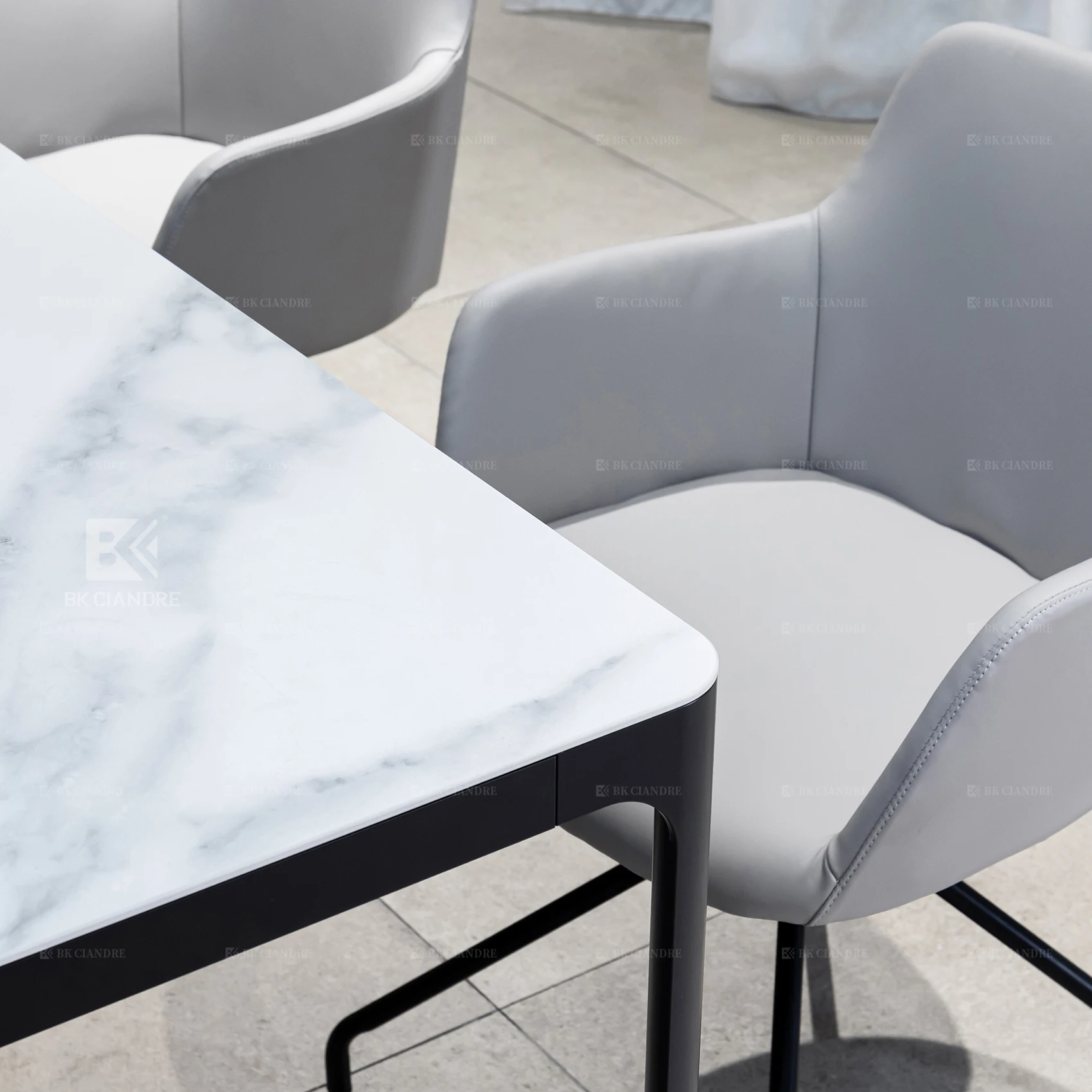 Customized Modern Furniture Metal Feet Ceramic top Extendable Dining Table aluminum frame rectangle table