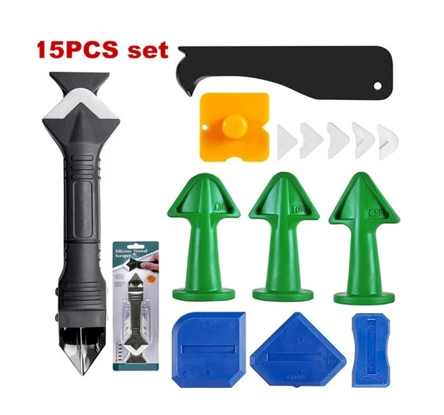 JNZ 3-in-1 Metal Tile Beauty Head Hook Knife Scraper Scraper Silicone Sealant Polishing Tool Kit