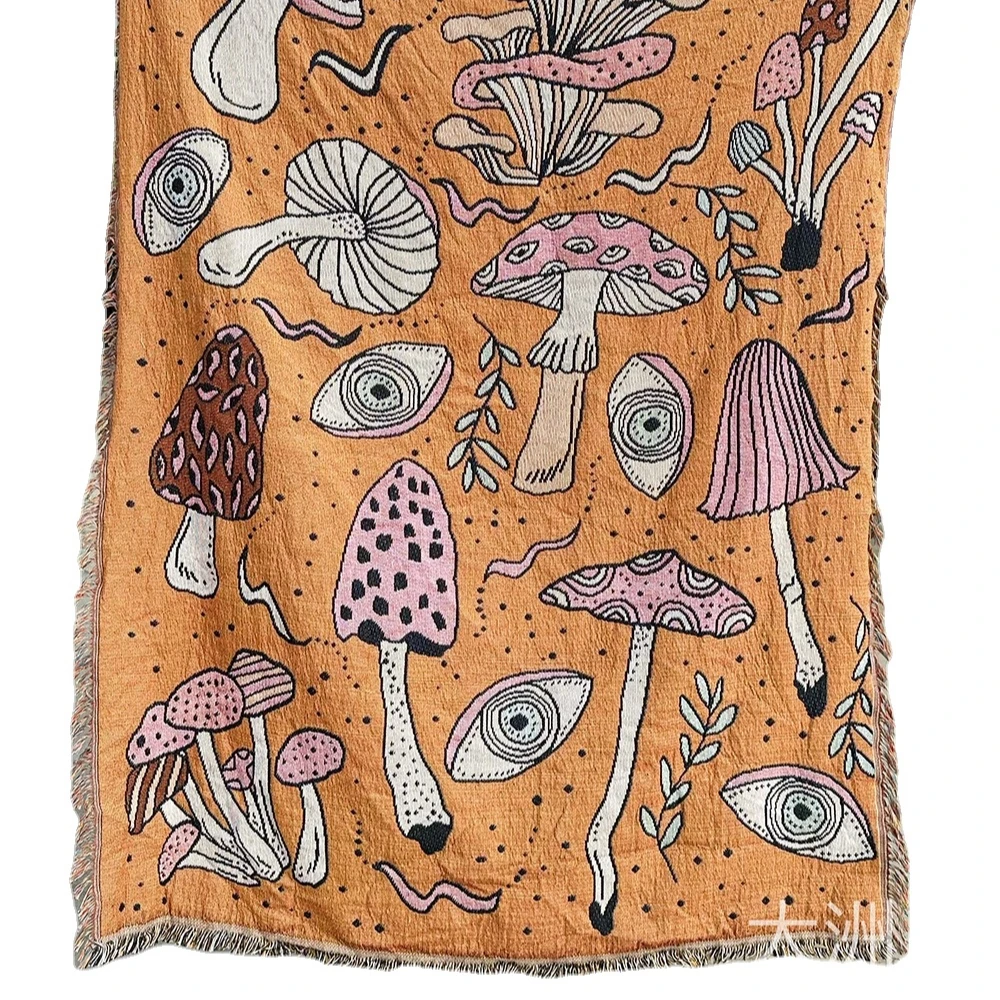 Bojay wholesales custom logo decorate print tassels tapestry jacquard woven throw custom blanket for home decor