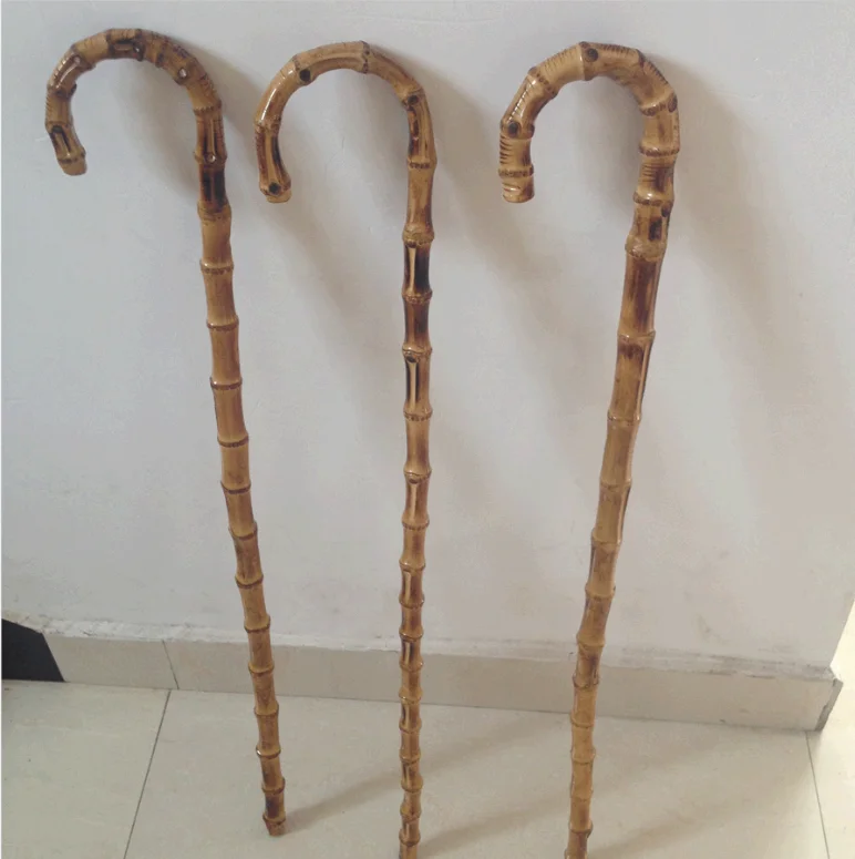 beige or light carbonized bamboo roots cane for bamboo walking stick support
