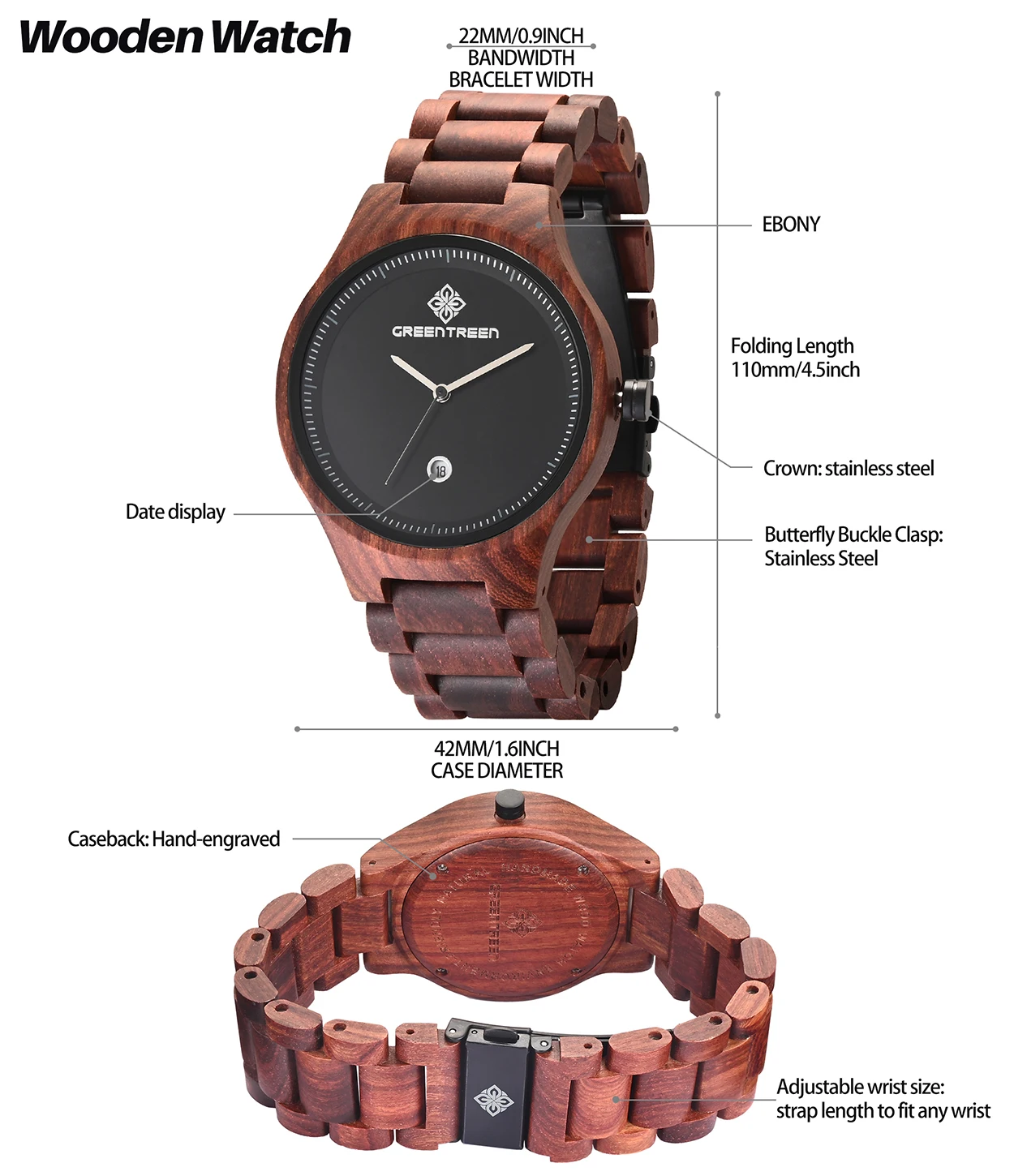watch for men for sale on Amazon Classic design, red sandalwood, environmentally friendly materials