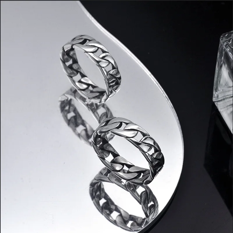 2023 Fashion Thai silver Ring 925 sterling silver couple rings  ring cuban chain for Womens or mens birthday gifts