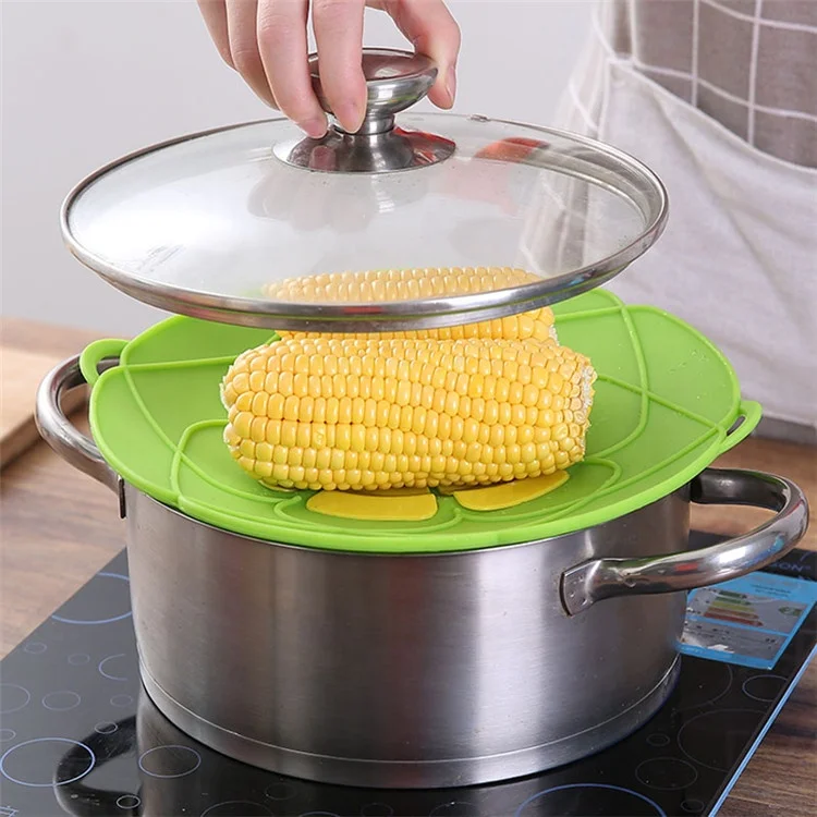  Multifunctional Flower-shaped Water-proof Steaming Silicone Splash-proof Pot Cover For Household