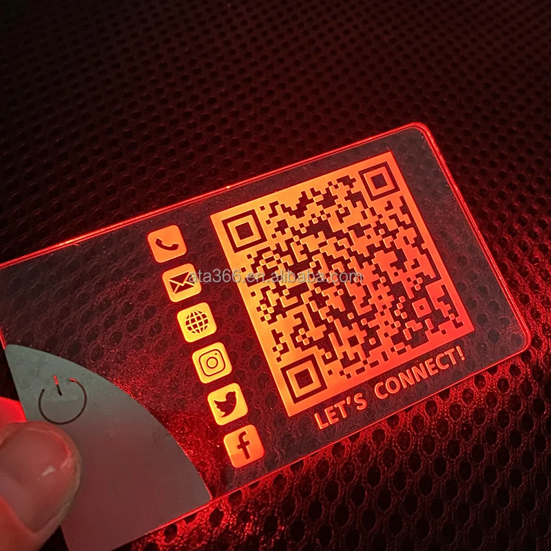 16 NEW 2023 Luxury LED Acrylic Business Cards Custom Business Card Printing Laser Engrave Unique Light up Clear Business Card