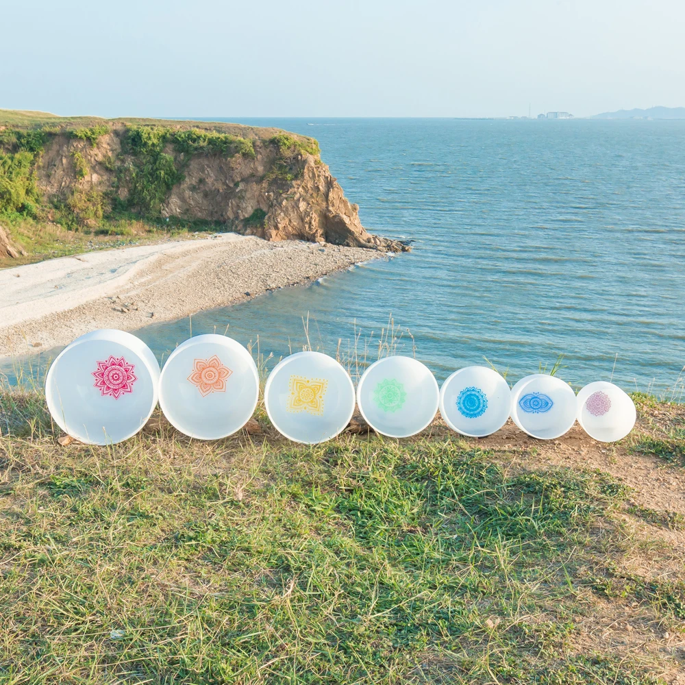 Frosted Quartz Healing Bowl with bag Wholesale 7pcs Crystal Singing Bowl sound healing chakra bowl set