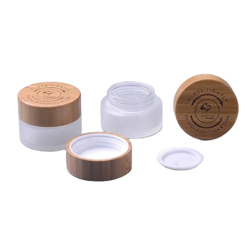15ml frosted glass jar with child proof bamboo lid with CFR1700 certification eco friendly packaging  packaging