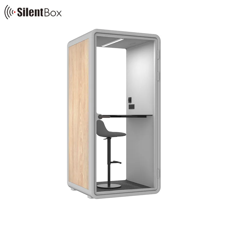 Model small one person booth acoustic office pods personalized silent cabin with optional interior color