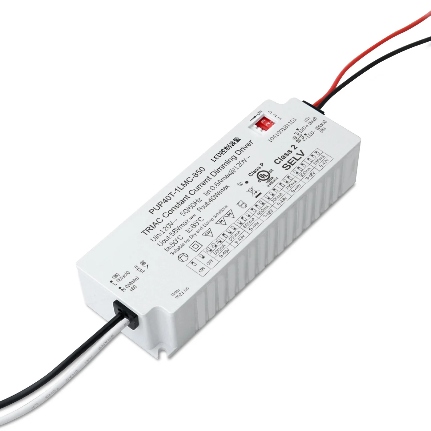 EUCHIPS 40W Triac Constant Current Dimming Driver 120V AC 500-850mA Single Dimmable led Driver American Standard LED driver