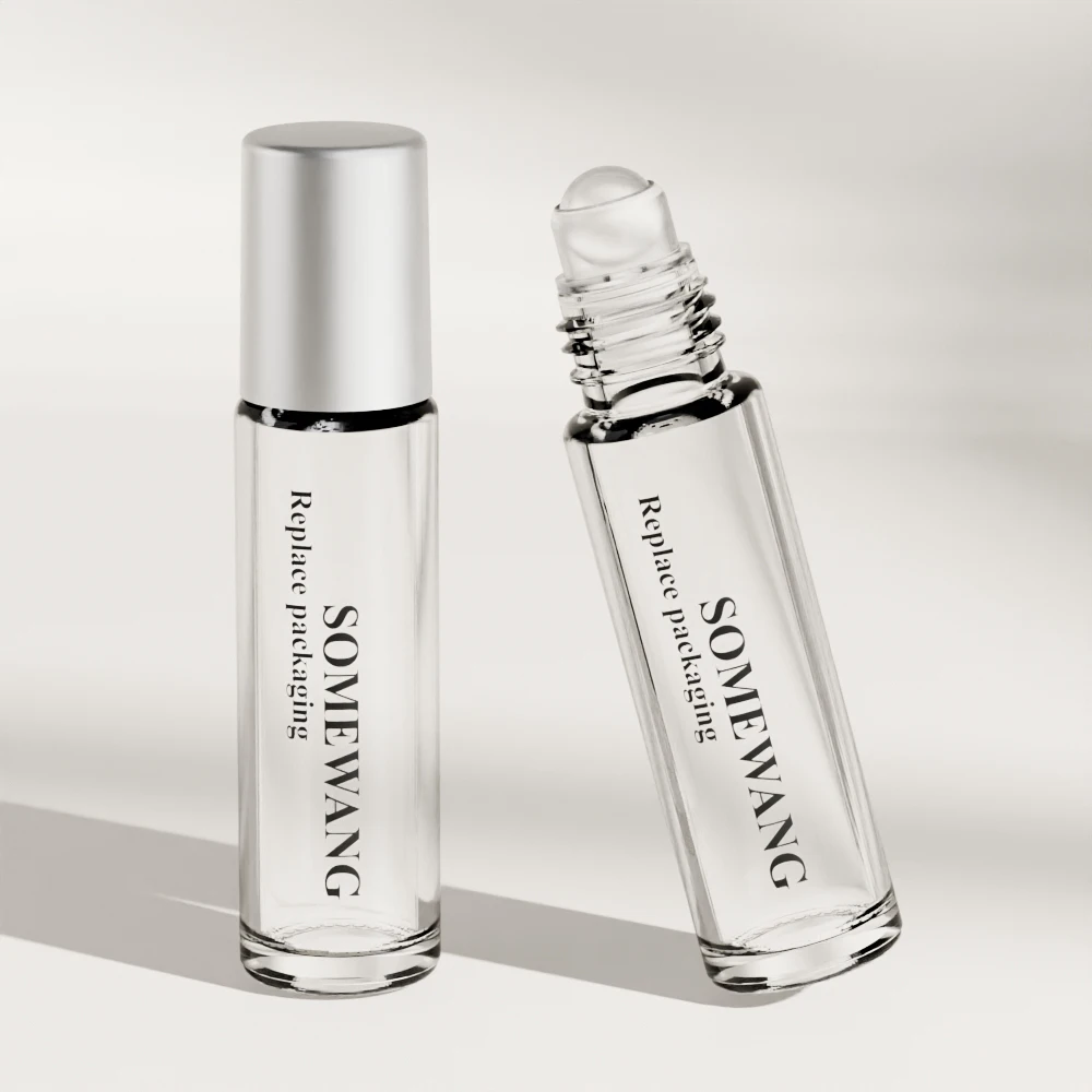10ml Transparent Glass Roll-On Bottle with Plastic Screw Cap Deodorant Containers for Personal Care