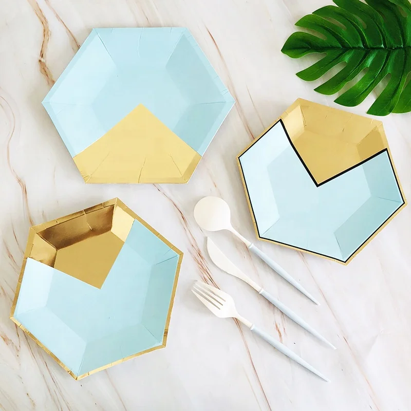 Hot sale party cups with straw disposable paper lunch trays eid paper plates Special shaped plates