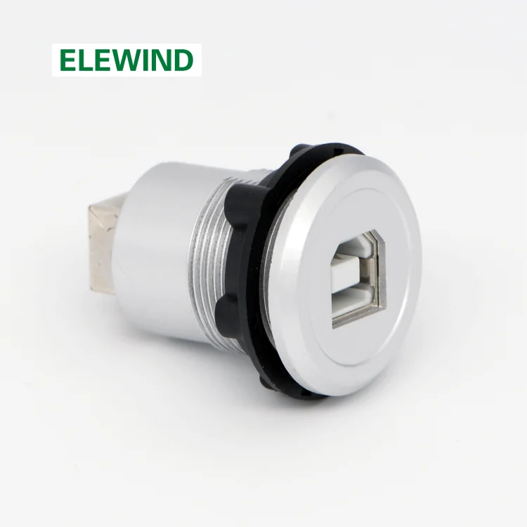 22mm Economy cheaper plastic type USB2.0 socket Female B to Female B Panel mount(Black surface or silver surface)