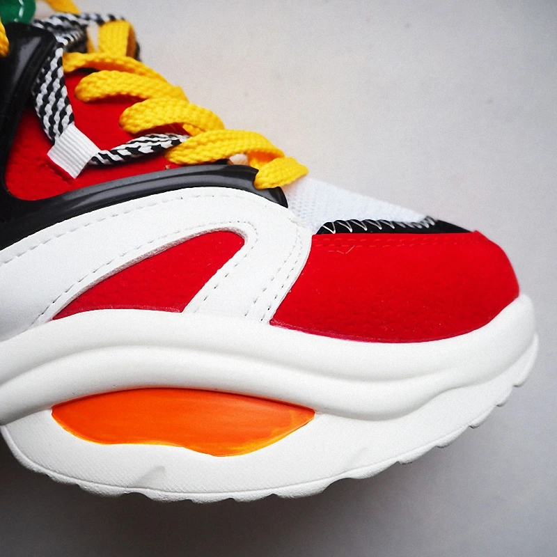 New big size PU mesh daddy shoes short and stout unisex sports running shoes