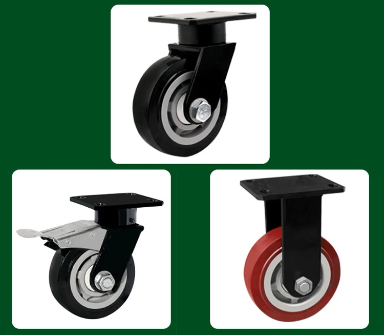 4 / 5 / 6 / 8-inch ultra heavy polyurethane castor Pu fixed wheel bearing 1 ton 153204