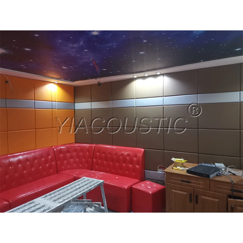 Right-angled/Beveled Acoustic Polyester Fiber Fabric Soundproofing Panel Fabric Wrapped Interior Wall Panel for KTV