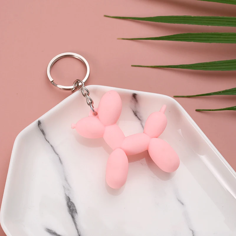 Cartoon Bag Key Charms Key Ring Women Men Cute Mini 3D PVC Balloon Animal Dog Keychain Accessories For Gift