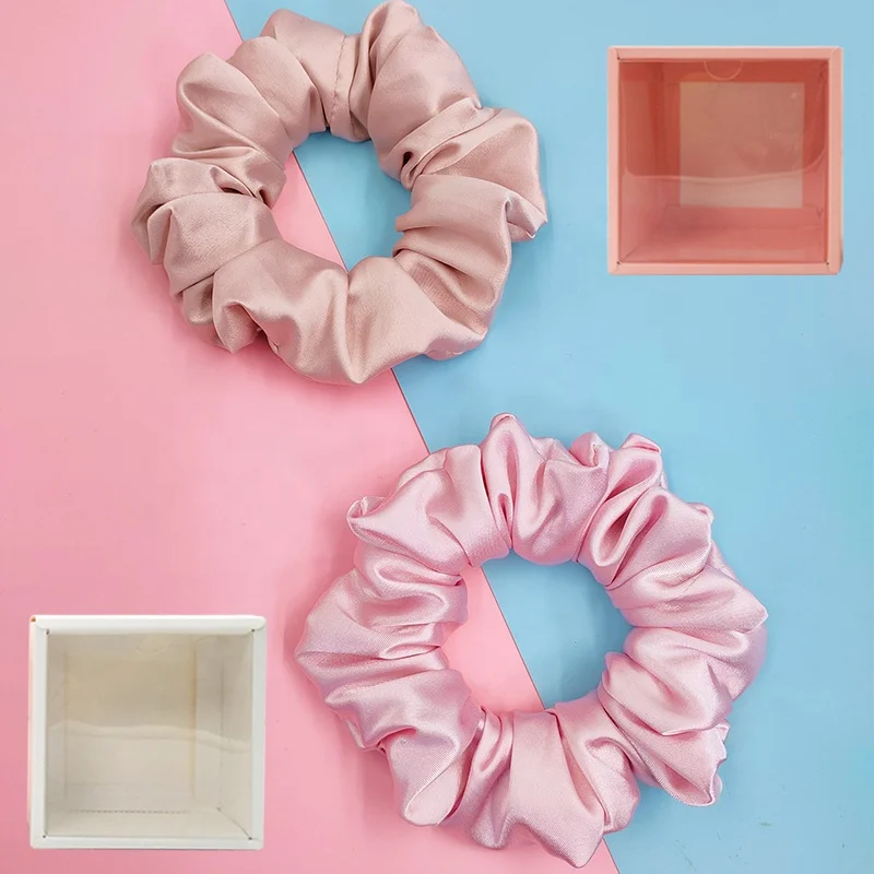 Hot sale handmade gifts set low moq cheap price elastic hair ties pure color satin scrunchies