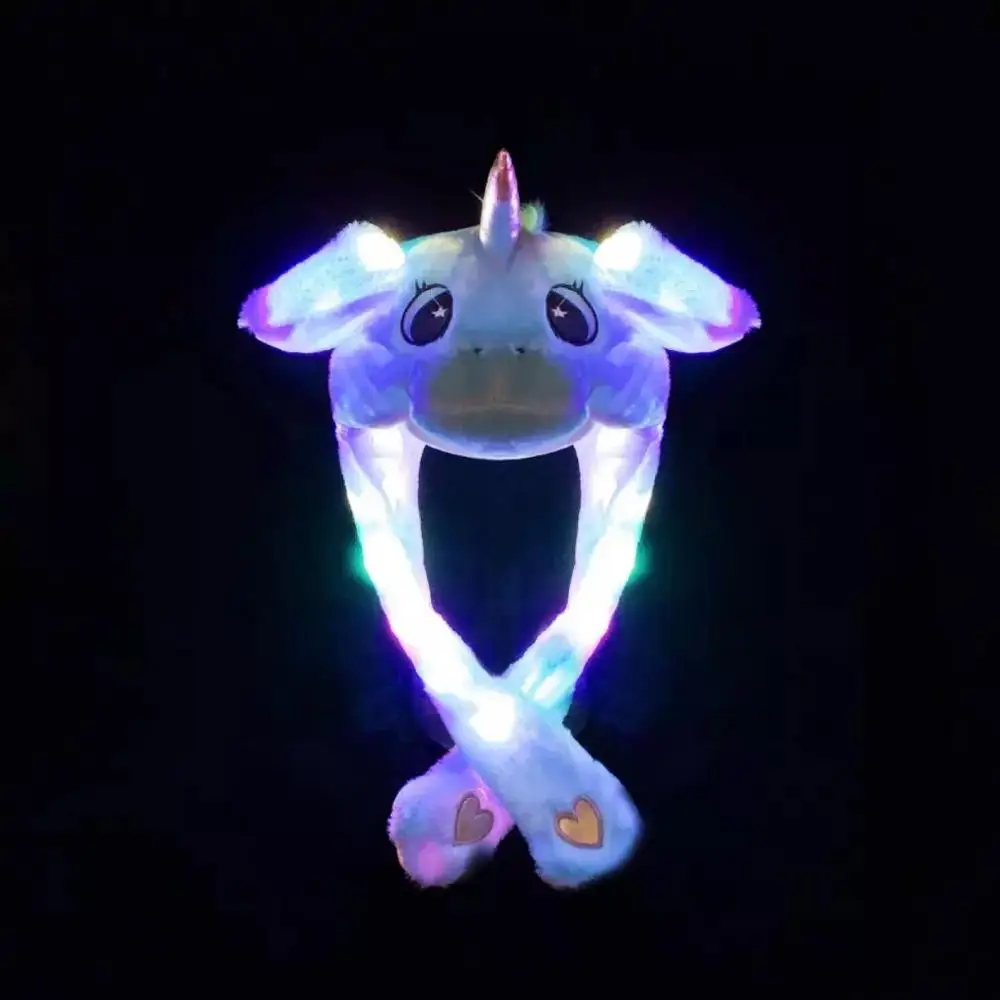 Rabbit Ear Hat Can Move Airbag Cap Stuffed Plush Gift Valentines bunny hat with led light