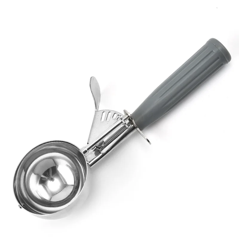 Factory Wholesale Ice Cream Scoop Fruit Ice Ball Maker Spoon Stainless Steel Ice Cream Scoop With Colorful Plastic Handle