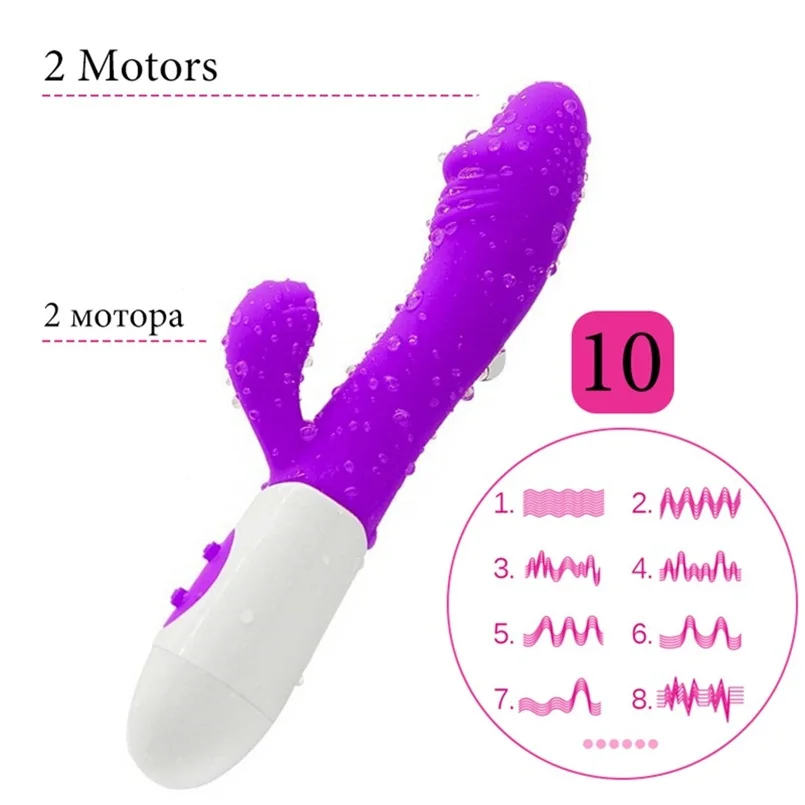 30 Modes Vibration G Spot Dildo Powerful Waterproof Dual Motors Silicone Rabbit Vibrators