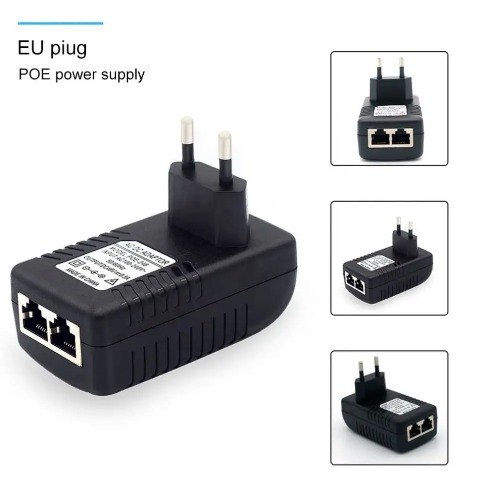 POE инжектор AC220V к DC12V 2A DC48V 0.5A Power Supply Over Ethernet Инжектор адаптер EU/UK/US на