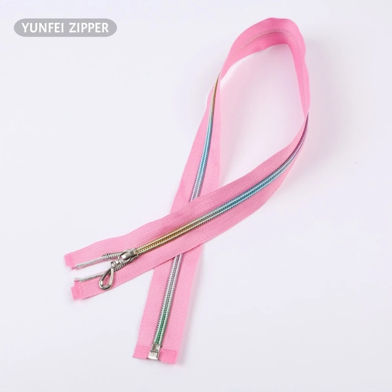 RTS 5# Cheap Closed-end Zipper for Garments processing Accessories Colorful Teeth Nylon Zipper with fancy zip pulls