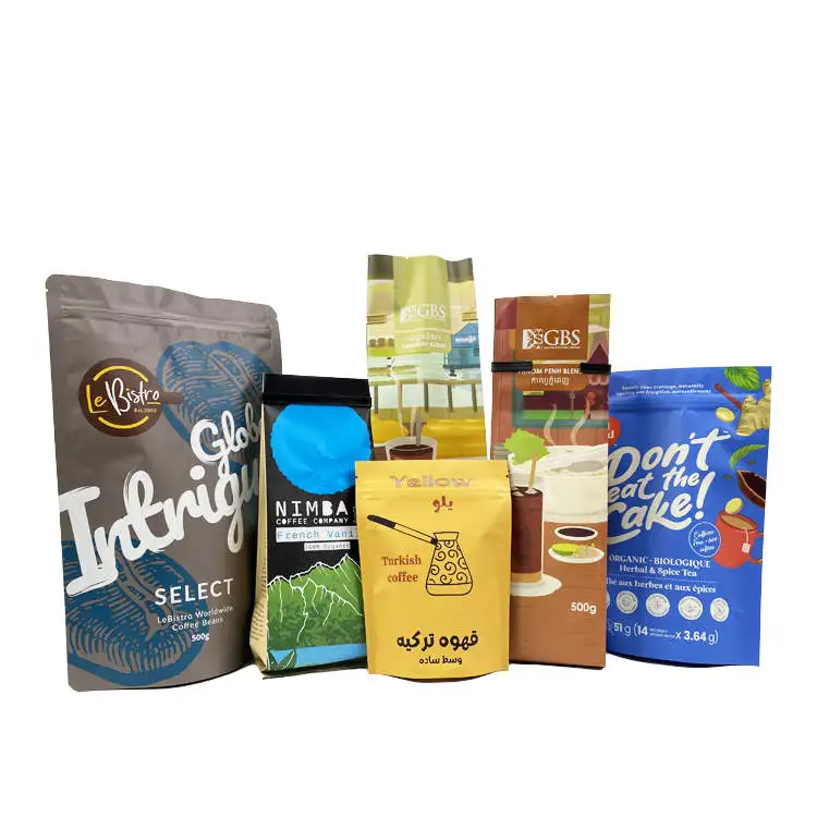 Manufacturer Aluminum Foil Snack Tea Chocolate Candy Stand Up Pouch Matte Effect Free-Shaped Coffee Packaging Bags