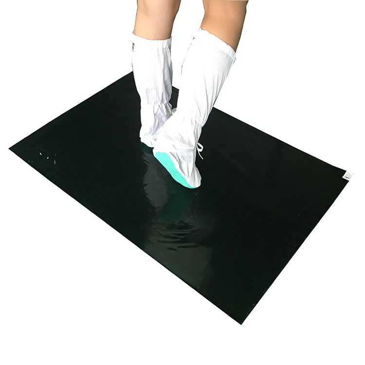 Чистый пол для очистки от пыли, высокая липкость, одноразовый 30 слоев, отслаиваемый черный липкий коврик из полиэтилена