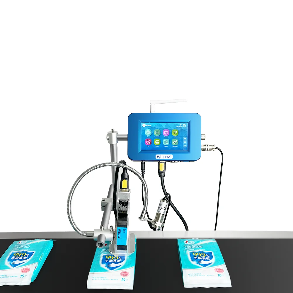 High Resolution Inkjet Printers 12.7mm 25.4mm Tij 2.5 Automatic Date Coding Printing Machine For Qr Code Data Time Logo