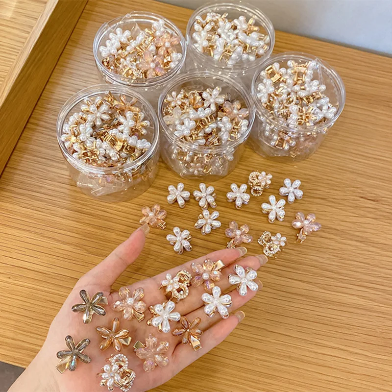 Hot Sale Sweet Pearl Flower Hair Claw Clip Metal Small Hairpin Grips for Children