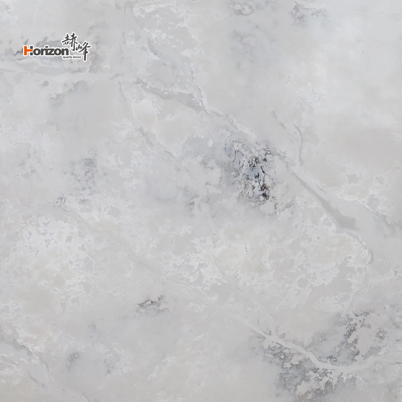 Horizon  pure white marble look artificial quartz stone for kitchen worktop quartz slabs