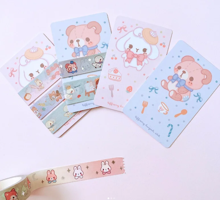 recycle clear  foil print handmade washi tape greeting cards custom