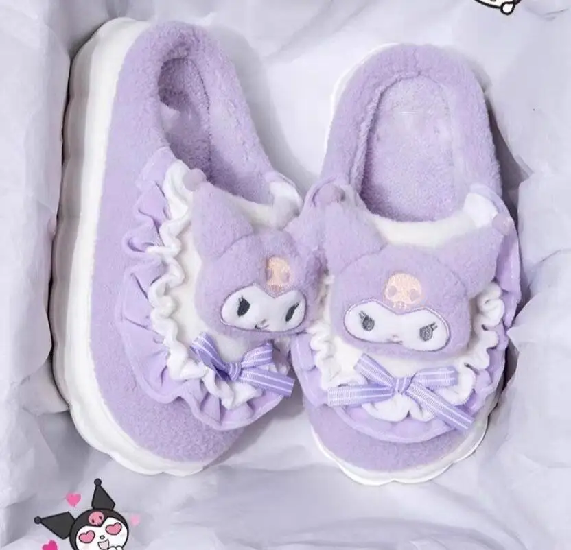 XUX новые модные Kuromi Melody Cinnamoroll плюшевые тапочки для девочек женские домашние плюшевые туфли мягкие